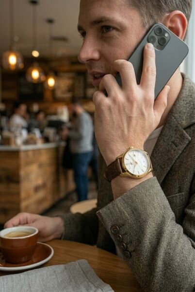 Beverly Hills Polo Club Klasik ve Modern Tasarım Erkek Kol Saati | 42 mm Çelik Kasa, Koyu Kahverengi Deri Kordon