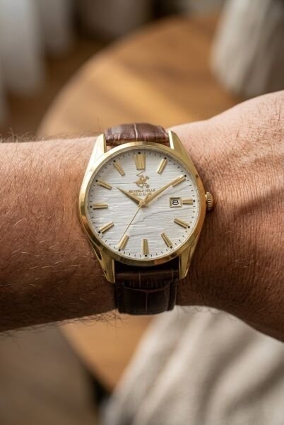 Beverly Hills Polo Club Klasik ve Modern Tasarım Erkek Kol Saati | 42 mm Çelik Kasa, Koyu Kahverengi Deri Kordon