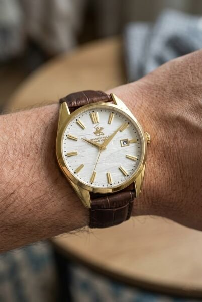 Beverly Hills Polo Club Klasik ve Modern Tasarım Erkek Kol Saati | 42 mm Çelik Kasa, Koyu Kahverengi Deri Kordon