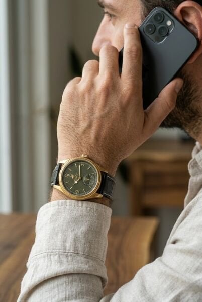 Beverly Hills Polo Club Özel Renk Kadran Kol Saati | 39 mm Çelik Kasa, Siyah Deri Kordon, Koyu Yeşil Kadran