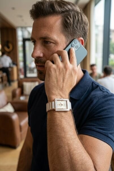 Beverly Hills Polo Club Pırlantalı Erkek Kol Saati | Çelik Kasa, Seramik Detaylı Kordon, Beyaz Kadran