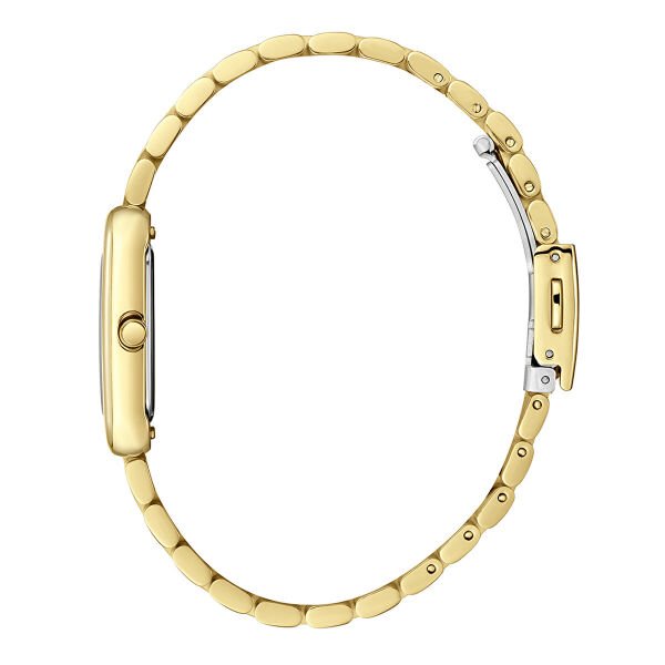 Lee Cooper Gold Dikdörtgen Kasa Kadın Kol Saati | 21 mm Çelik Kasa, Gold Çelik Kordon, Sedef Kadran