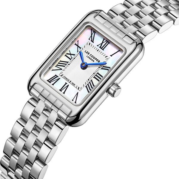 Lee Cooper Dikdörtgen Kasa Kadın Kol Saati | 21 mm Çelik Kasa, Çelik Kordon, Sedef Kadran