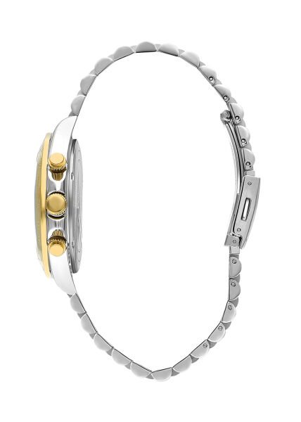 Lee Cooper Erkek Kol Saati | 43 mm Çelik Kasa, Silver - Gold Çelik Kordon, Silver Kadran