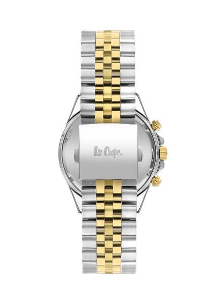 Lee Cooper Erkek Kol Saati | 43 mm Çelik Kasa, Silver - Gold Çelik Kordon, Silver Kadran