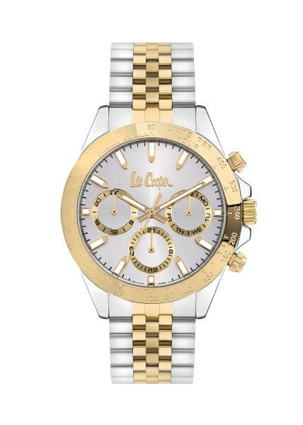 Lee Cooper Erkek Kol Saati | 43 mm Çelik Kasa, Silver - Gold Çelik Kordon, Silver Kadran