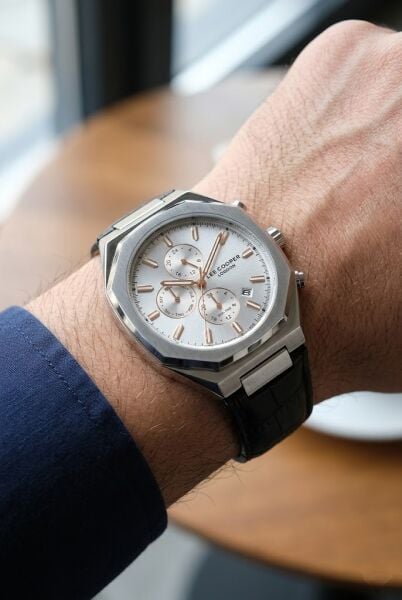 Lee Cooper Gri Kasa Erkek Kol Saati | 43 mm Çelik Kasa, Siyah Deri Kordon, Gri Kadran