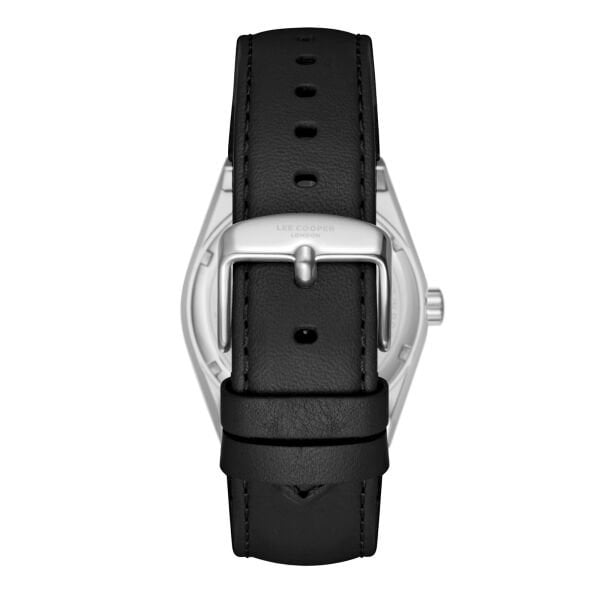 Lee Cooper Vintage Tasarım Erkek Kol Saati | 39 mm Çelik Kasa, Siyah Deri Kordon, Gri Kadran