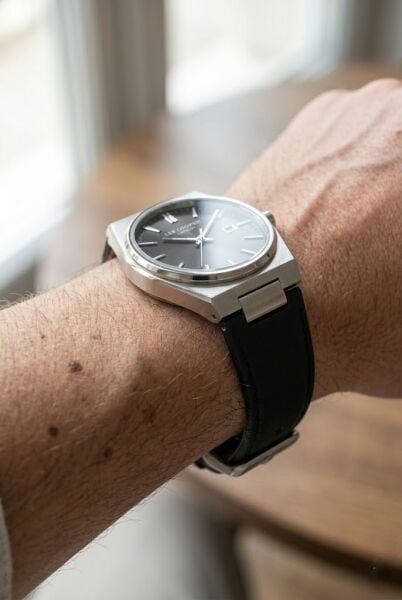 Lee Cooper Vintage Tasarım Erkek Kol Saati | 40 mm Çelik Kasa, Siyah Deri Kordon, Siyah Kadran