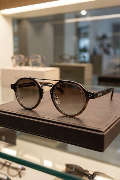 Quantum Kahverengi Desenli Unisex Güneş Gözlüğü | 47 mm Asetat Çerçeve, Kahve Polarize Cam