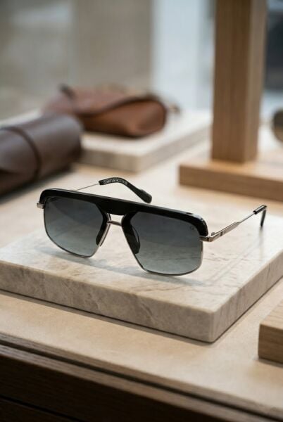 Quantum Erkek Güneş Gözlüğü | 59 mm Asetat-Çelik Çerçeve, Füme Polarize Cam