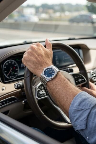 Beverly Hills Polo Club Gümüş Geometrik Kasa Erkek Kol Saati | 39 mm Çelik Kasa, Gümüş Çelik Kordon, Lacivert Kadran