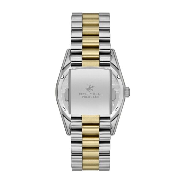 Beverly Hills Polo Club Kadın Kol Saati | 36 mm Çelik Kasa, Altın-Gümüş Çelik Kordon, Koyu Yeşil Kadran