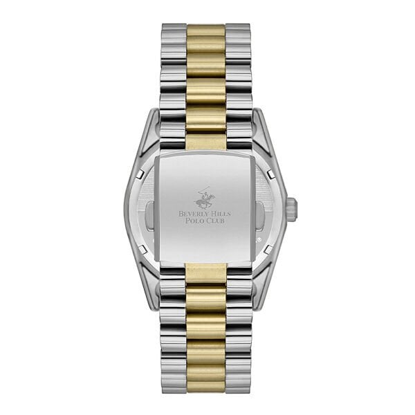 Beverly Hills Polo Club Kadın Kol Saati | 36 mm Çelik Kasa, Altın-Gümüş Çelik Kordon, Mor Kadran