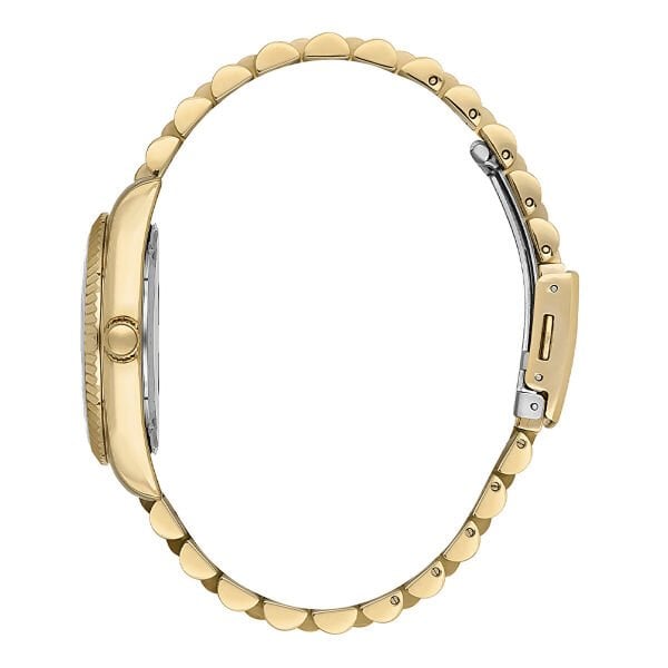 Beverly Hills Polo Club Altın Yuvarlak Kasa Kadın Kol Saati | 36 mm Çelik Kasa, Altın Çelik Kordon, Sedef Kadran