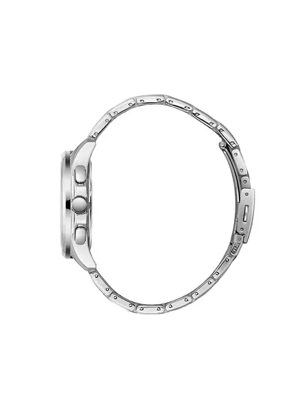 Beverly Hills Polo Club Gümüş Yuvarlak Kasa Erkek Kol Saati | 44 mm Çelik Kasa, Gümüş Çelik Kordon, Koyu Yeşil Kadran