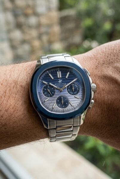 Beverly Hills Polo Club Gümüş Yuvarlak Kasa Erkek Kol Saati | 44 mm Çelik Kasa, Gümüş Çelik Kordon