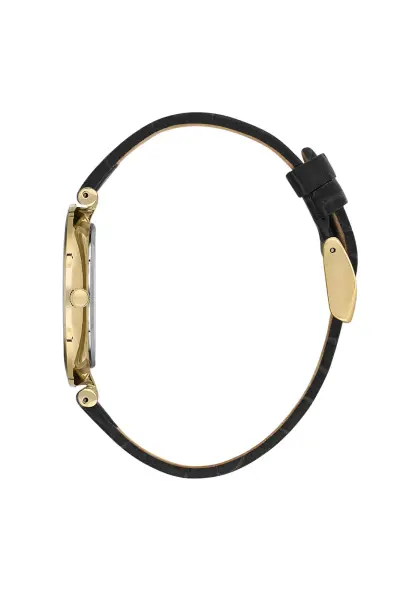 Beverly Hills Polo Club Altın Yuvarlak Kasa Erkek Kol Saati | 39 mm Çelik Kasa, Siyah Deri Kordon, Beyaz Kadran