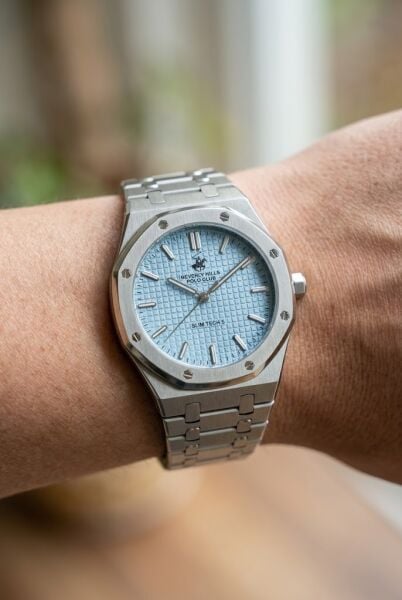 Beverly Hills Polo Club Gümüş Geometrik Kasa Erkek Kol Saati | 39 mm Çelik Kasa, Açık Mavi Kadran