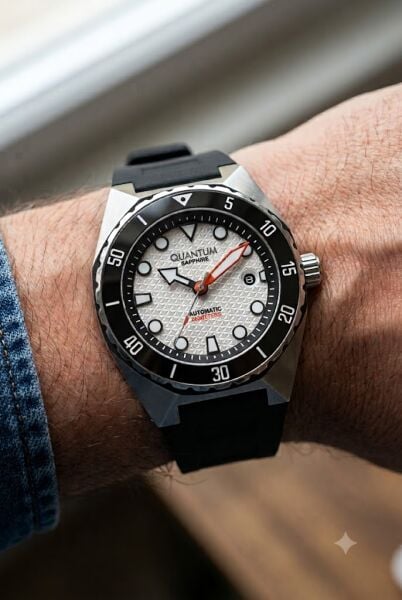 Quantum Barracuda Otomatik Erkek Kol Saati | 46 mm Kasa, Siyah Silikon Kordon, Safir Cam