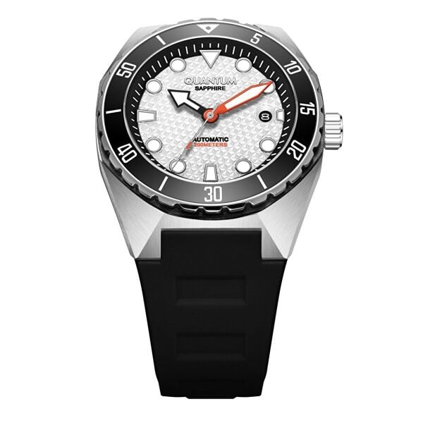 Quantum Barracuda Otomatik Erkek Kol Saati | 46 mm Kasa, Siyah Silikon Kordon, Safir Cam