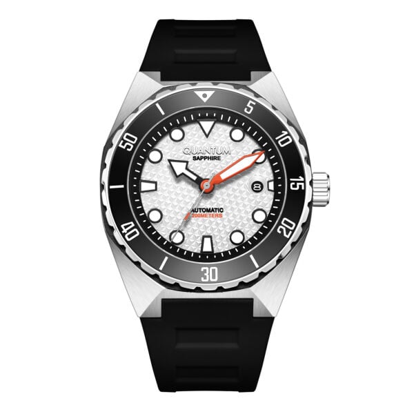 Quantum Barracuda Otomatik Erkek Kol Saati | 46 mm Kasa, Siyah Silikon Kordon, Safir Cam