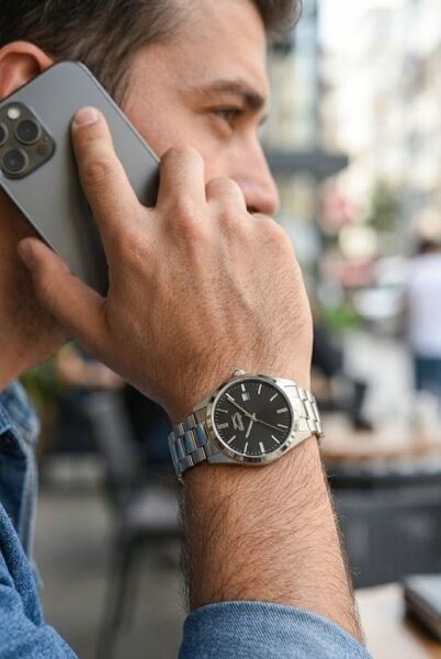 Slazenger Gümüş Erkek Kol Saati | 42 mm Paslanmaz Çelik Kasa, Siyah Kadran