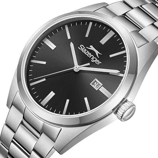 Slazenger Gümüş Erkek Kol Saati | 42 mm Paslanmaz Çelik Kasa, Siyah Kadran