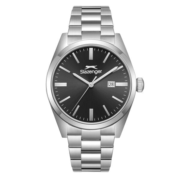 Slazenger Gümüş Erkek Kol Saati | 42 mm Paslanmaz Çelik Kasa, Siyah Kadran