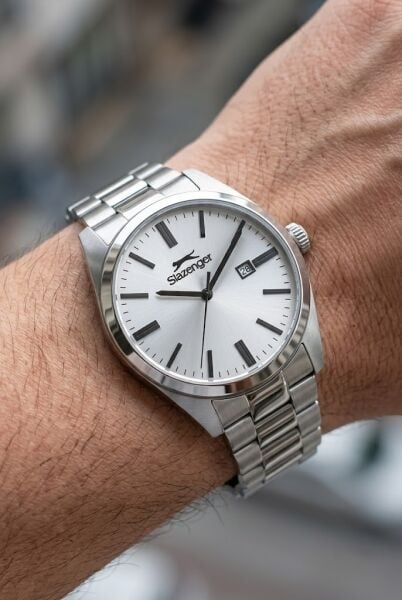 Slazenger Gümüş Erkek Kol Saati | 42 mm Paslanmaz Çelik Kasa, Gümüş Kadran