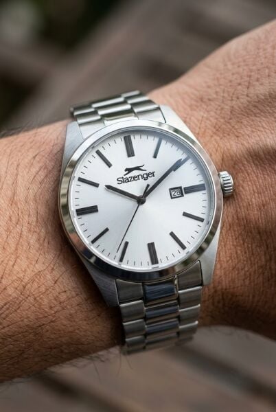 Slazenger Gümüş Erkek Kol Saati | 42 mm Paslanmaz Çelik Kasa, Gümüş Kadran