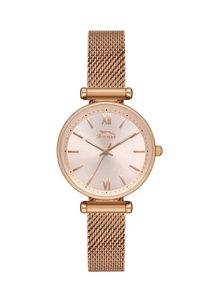 Slazenger Rosegold Kadın Kol Saati | 31 mm Yuvarlak Kasa, Hasır Kordon, Rosegold Kadran