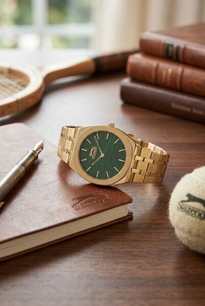 Slazenger Altın Kadın Kol Saati | 30.5 mm Paslanmaz Çelik Kasa, Yeşil Kadran
