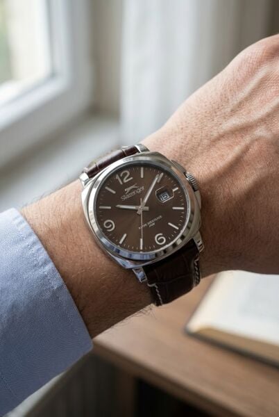 Slazenger Kahverengi Kadran Deri Kordon Erkek Kol Saati | 40 mm ve 10 ATM
