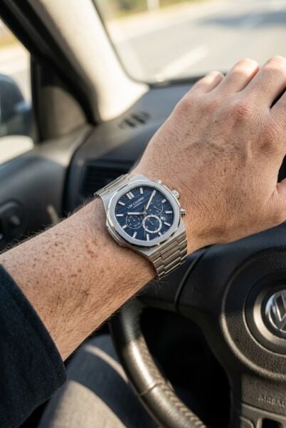 Lee Cooper Gümüş Erkek Kol Saati | 42 mm Paslanmaz Çelik Kasa, Lacivert Kadran