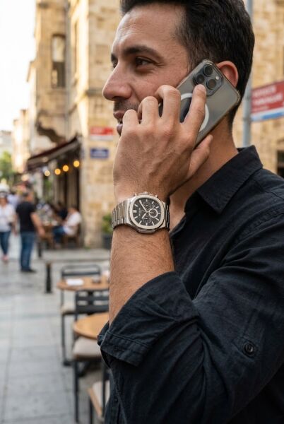 Lee Cooper Gümüş Erkek Kol Saati | 42 mm Paslanmaz Çelik Kasa, Siyah Kadran
