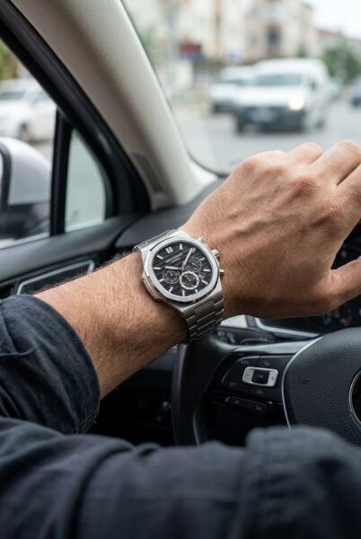 Lee Cooper Gümüş Erkek Kol Saati | 42 mm Paslanmaz Çelik Kasa, Siyah Kadran