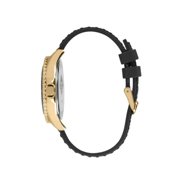 Lee Cooper Rosegold-Siyah Erkek Kol Saati | 45 mm Paslanmaz Çelik Kasa, Siyah Silikon Kordon