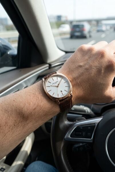 Lee Cooper Rosegold Erkek Kol Saati | 42 mm Paslanmaz Çelik Kasa, Kahverengi Deri Kordon