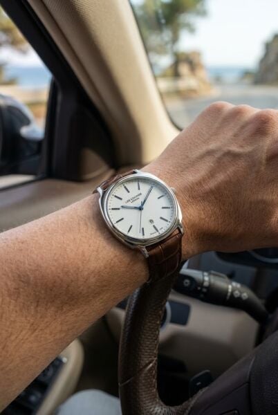 Lee Cooper Gümüş Kasa Erkek Kol Saati | 42 mm Paslanmaz Çelik Kasa, Kahverengi Deri Kordon