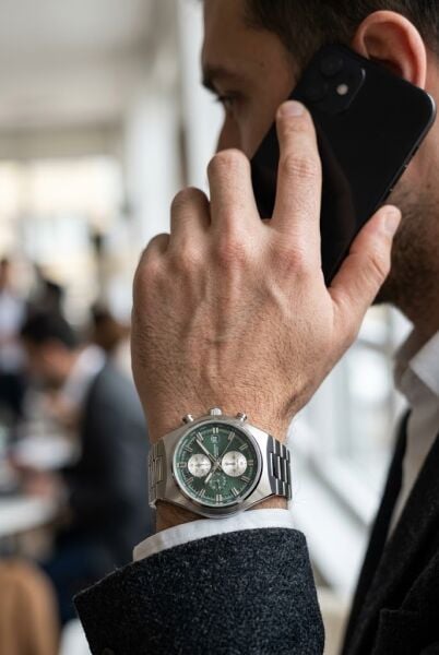 Lee Cooper Gümüş Erkek Kol Saati | 43 mm Paslanmaz Çelik Kasa, Koyu Yeşil Kadran