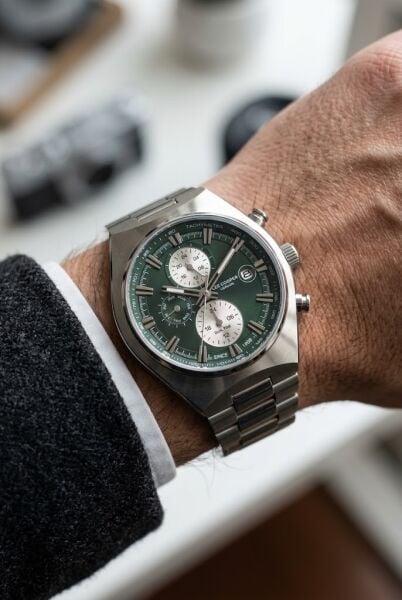 Lee Cooper Gümüş Erkek Kol Saati | 43 mm Paslanmaz Çelik Kasa, Koyu Yeşil Kadran