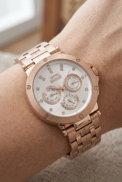 Slazenger Rosegold Kadın Kol Saati | 39 mm Paslanmaz Çelik Kasa, Beyaz Kadran