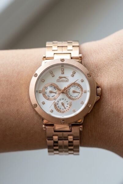 Slazenger Rosegold Kadın Kol Saati | 39 mm Paslanmaz Çelik Kasa, Beyaz Kadran