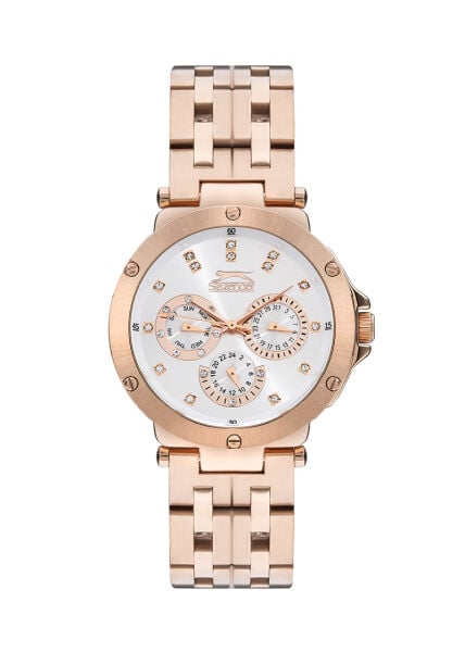 Slazenger Rosegold Kadın Kol Saati | 39 mm Paslanmaz Çelik Kasa, Beyaz Kadran
