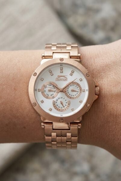 Slazenger Rosegold Kadın Kol Saati | 39 mm Paslanmaz Çelik Kasa, Beyaz Kadran