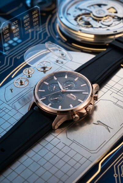 Slazenger Rose Gold Siyah Erkek Kol Saati | 46 mm Paslanmaz Çelik Kasa, Silikon Kordon, 5 ATM