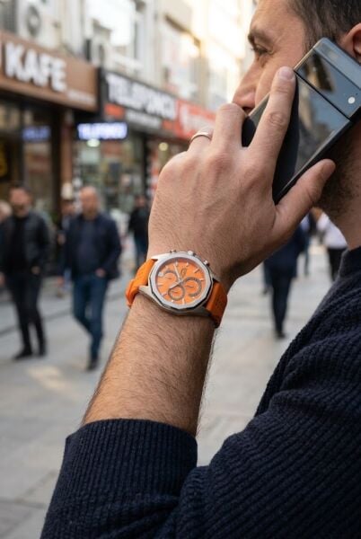 Slazenger Turuncu Erkek Kol Saati | 45 mm Paslanmaz Çelik Kasa, Silikon Kordon