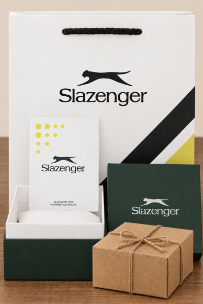 Slazenger Yeşil Deri Erkek Kol Saati | 45 mm Paslanmaz Çelik Kasa, Mineral Cam