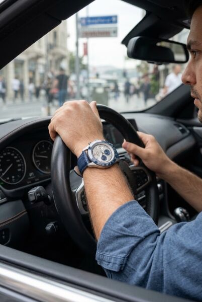Slazenger Lacivert Deri Erkek Kol Saati | 43 mm Paslanmaz Çelik Kasa, Mineral Cam